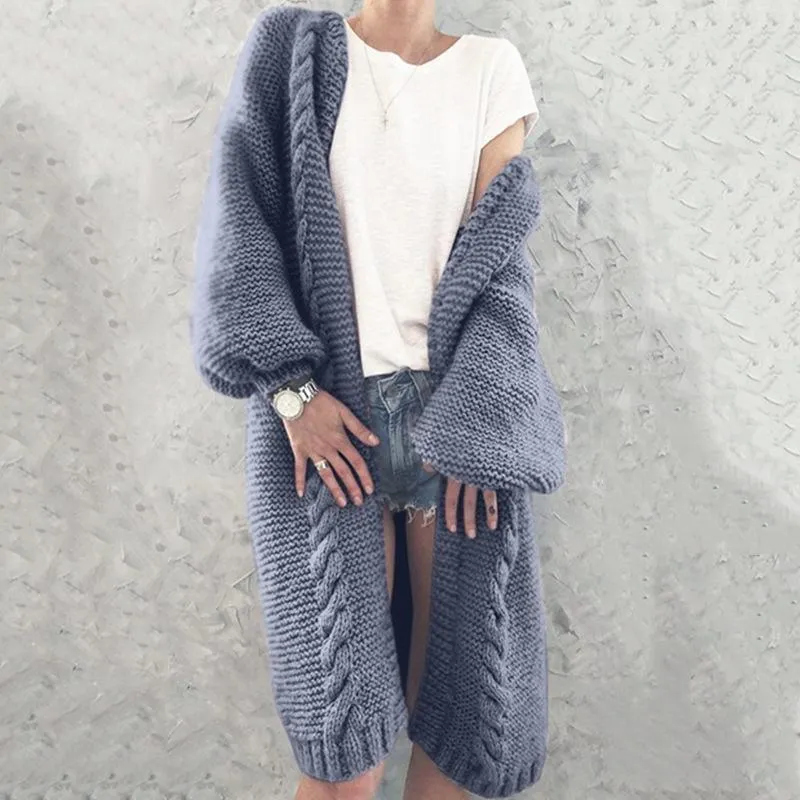 Loose Solid Color Long Sleeve Sweater Cardigan Coat