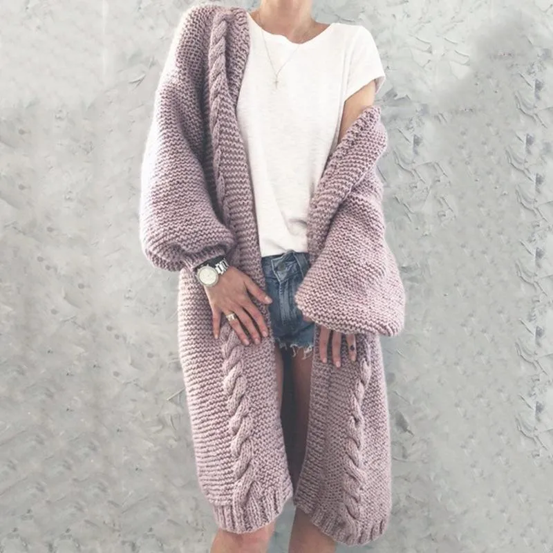 Loose Solid Color Long Sleeve Sweater Cardigan Coat