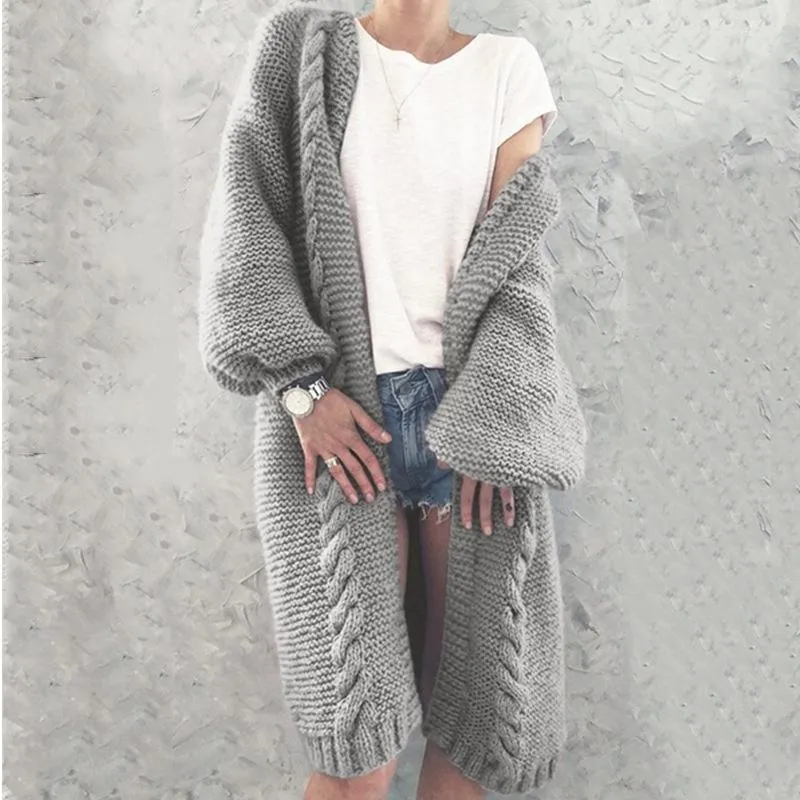 Loose Solid Color Long Sleeve Sweater Cardigan Coat