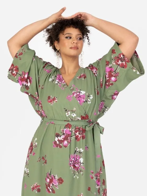 Lovedrobe Green Floral High-Low Midi Dress