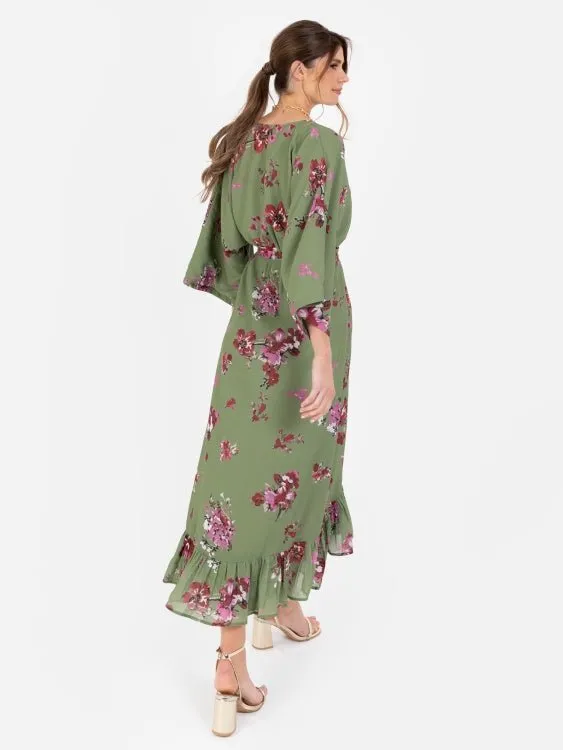 Lovedrobe Green Floral High-Low Midi Dress