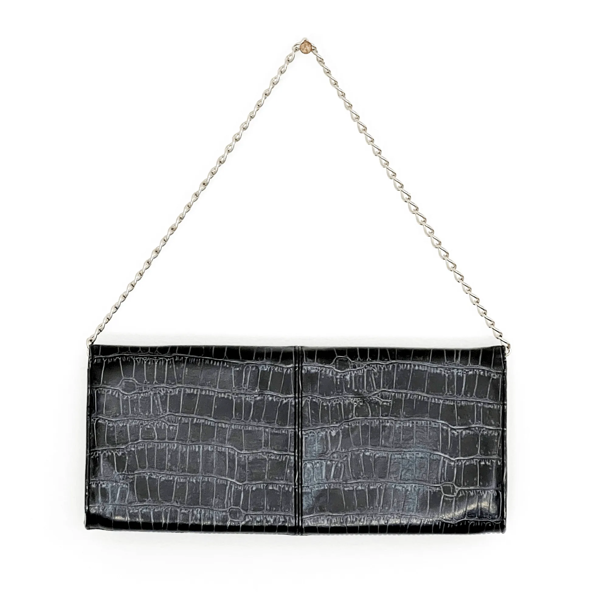 Lulu Townsend Black Alligator Bag, Clutch, Envelope Shoulder Bag