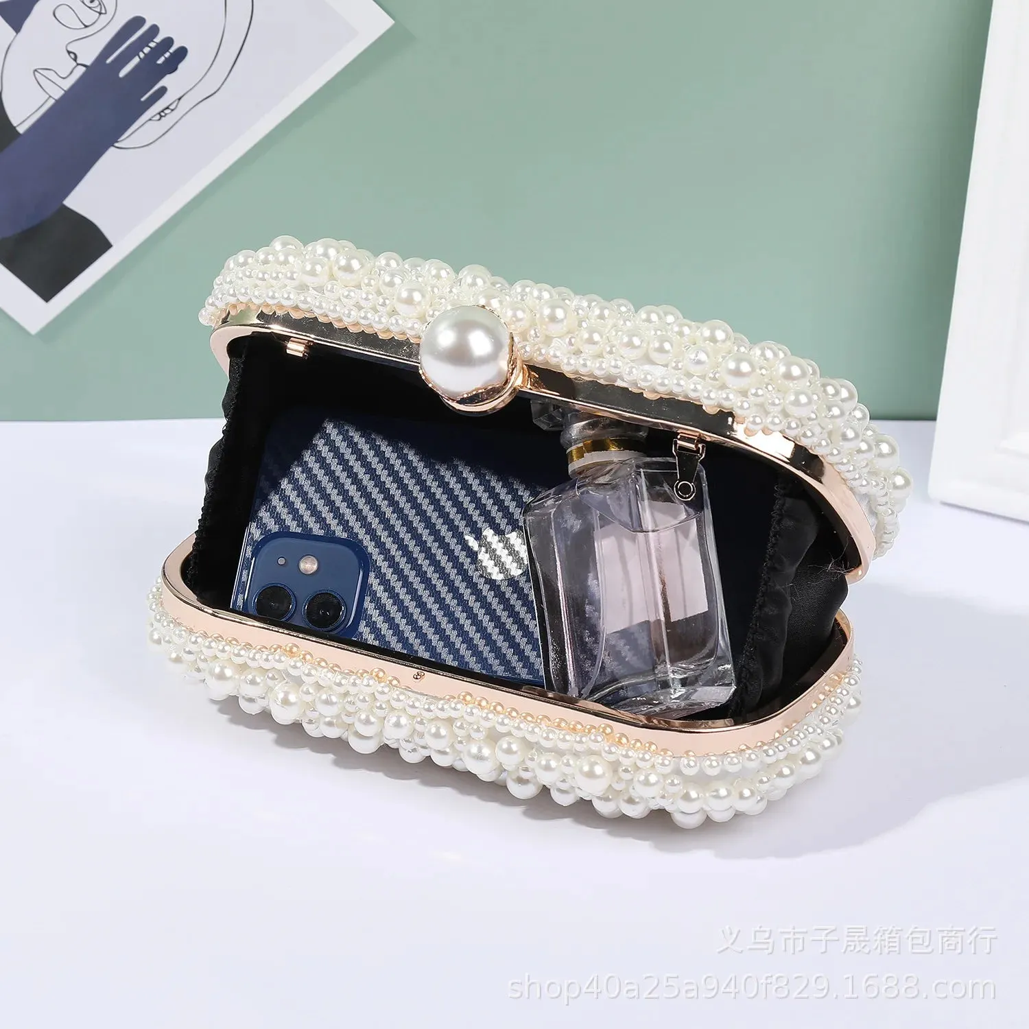 Luxury Crystal Beaded Evening Clutch Bag