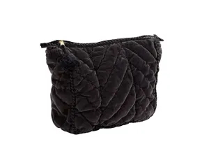 Madam Stoltz Quilted Velvet Clutch Small Charcoal