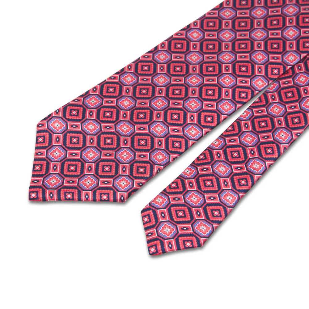 Magenta Ornamental Motif Silk Tie