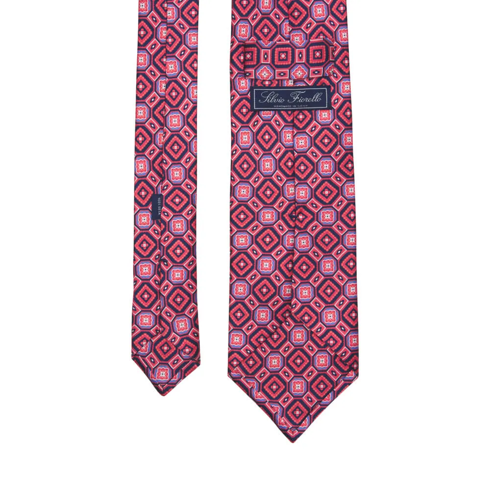 Magenta Ornamental Motif Silk Tie