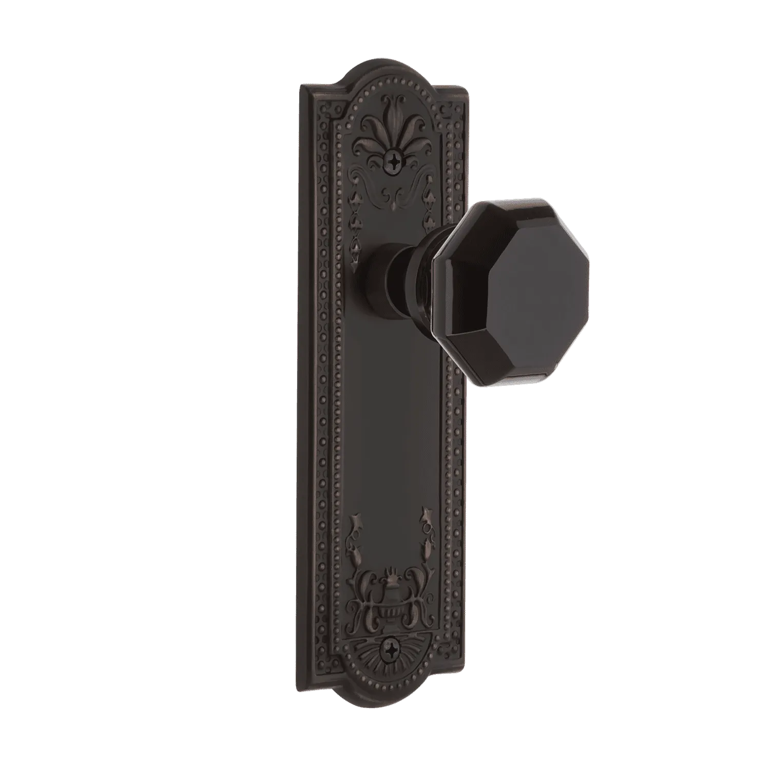 Meadows Long Plate with Black Waldorf Knob in Timeless Bronze