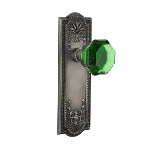 Meadows Long Plate with Emerald Waldorf Knob in Antique Pewter