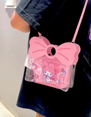 Melo Bow Pink Transparent Crossbody Bag