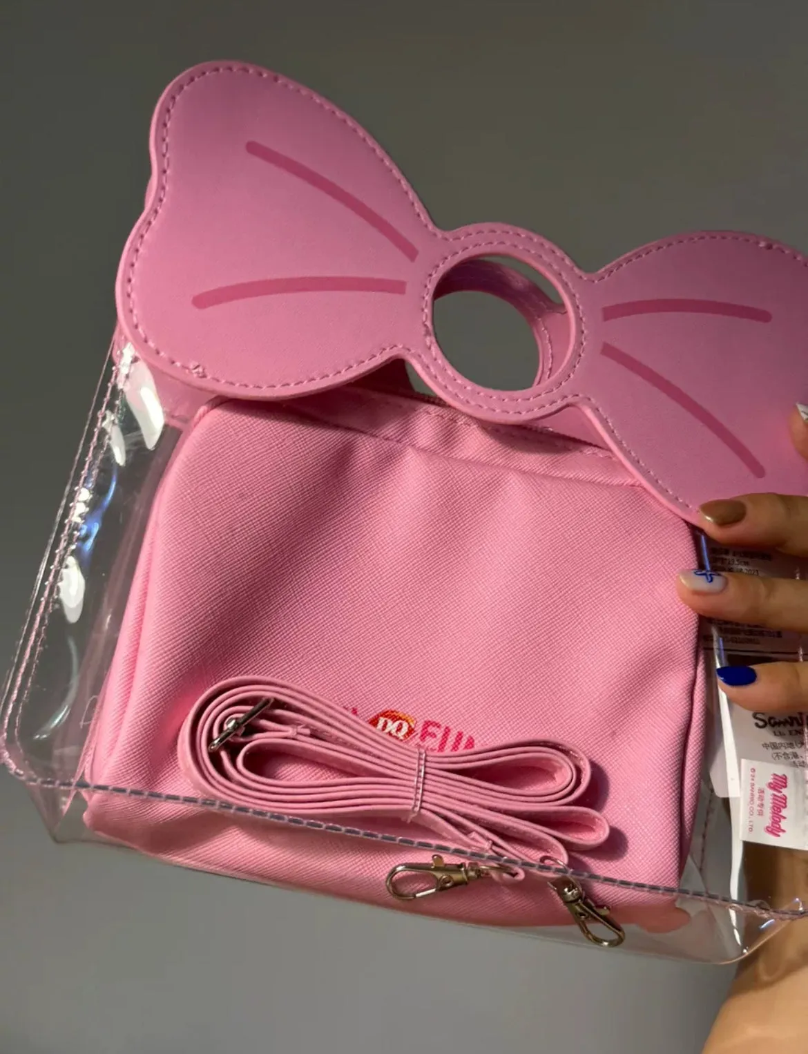 Melo Bow Pink Transparent Crossbody Bag