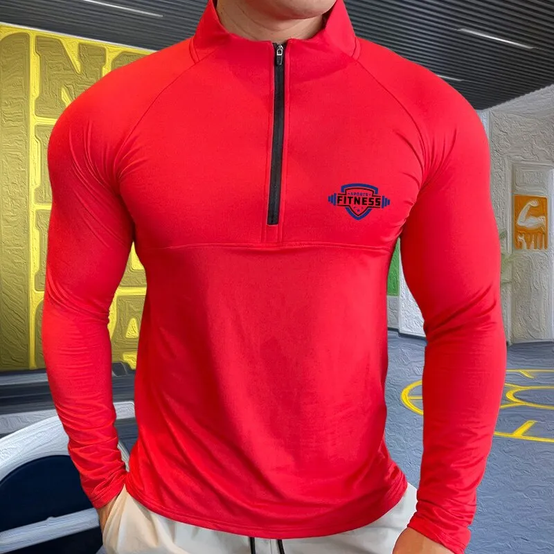 Mens Compression T-shirt Gym Fitness Sweatshirt Running Exercise Sports Tops Turtleneck Knitwear Long Sleeves Clothing Plus Size