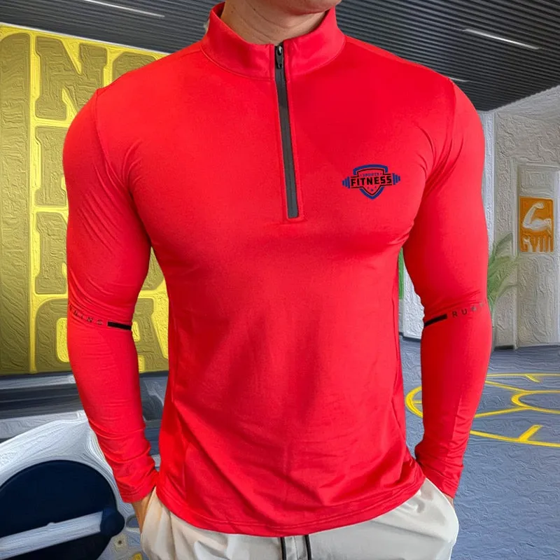 Mens Compression T-shirt Gym Fitness Sweatshirt Running Exercise Sports Tops Turtleneck Knitwear Long Sleeves Clothing Plus Size