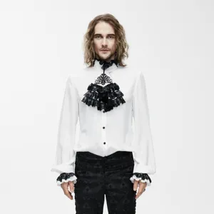 Men's Goth Dress Shirt With Ornamental Jabot