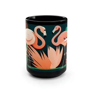 Mid Century Modern Pair of Pink Flamingos - 15 oz Coffee Mug