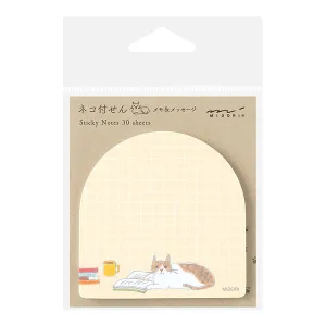 Midori Sticky Note - Cat and Book - 30 Sheets