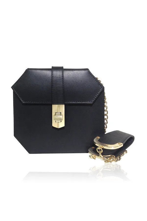 MINI ATOMIC STARLET SATCHEL BLACK LEATHER