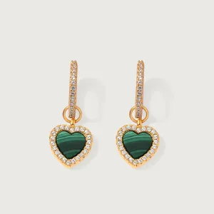 Modern Love Malachite Heart Huggie Hoops