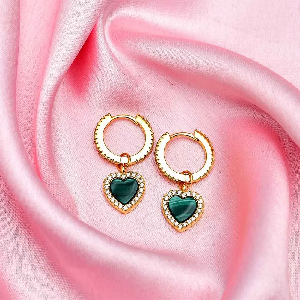 Modern Love Malachite Heart Huggie Hoops