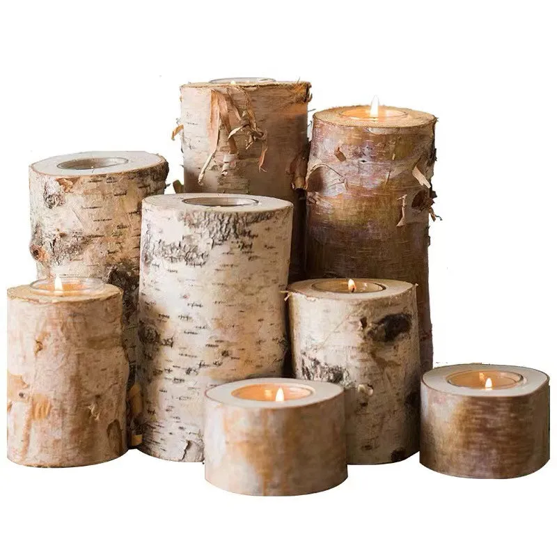 Natural Birch Candle Holder Table Decorations