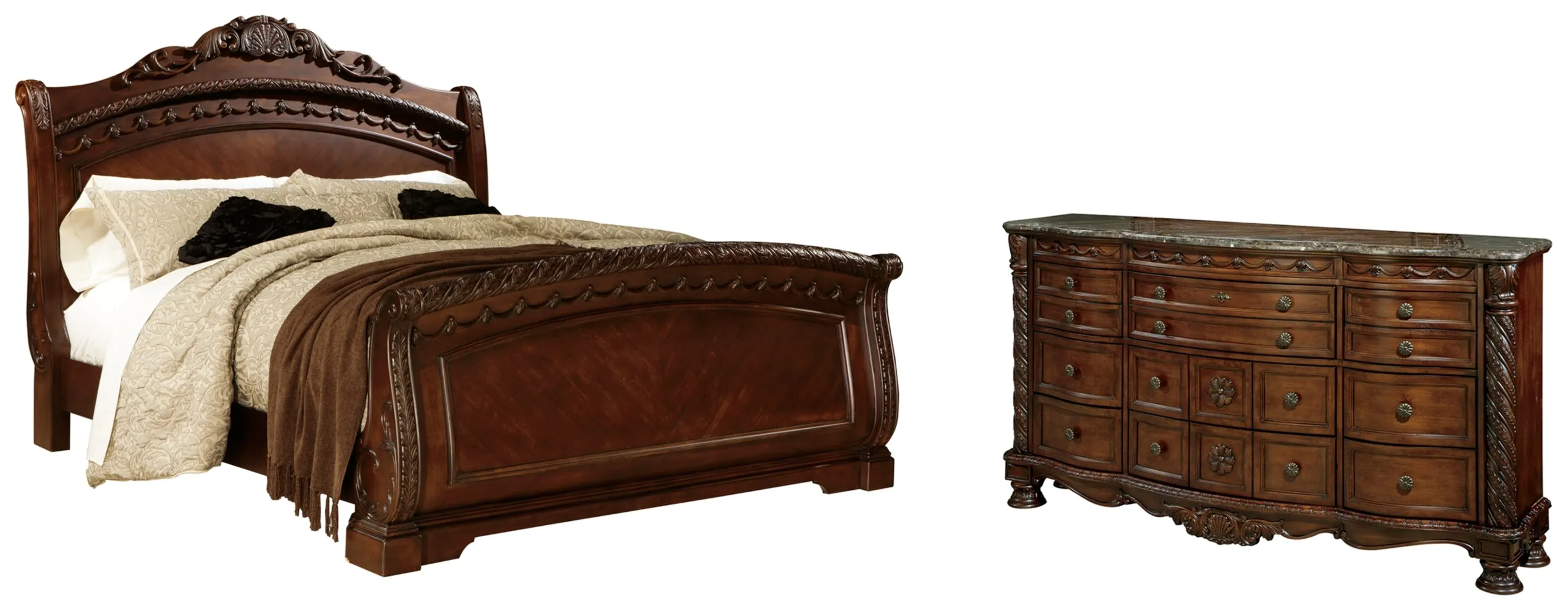 North Shore Queen Sleigh Bed with Dresser