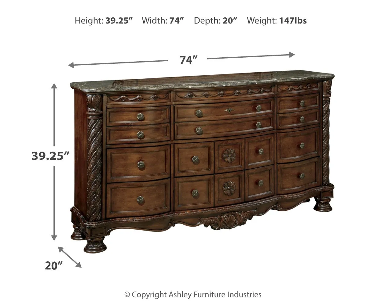 North Shore Queen Sleigh Bed with Dresser