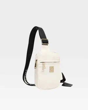 Nylon Crossbody Sling Bag in Creme White