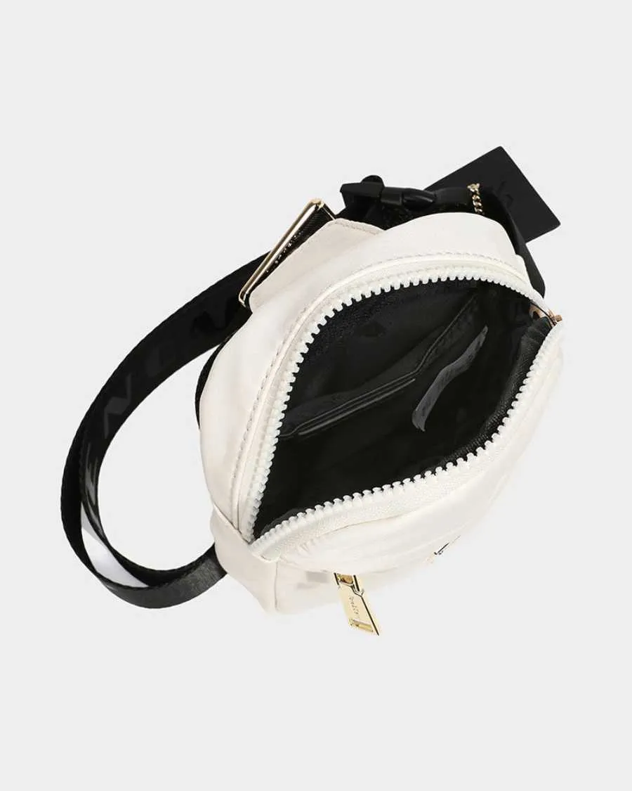 Nylon Crossbody Sling Bag in Creme White