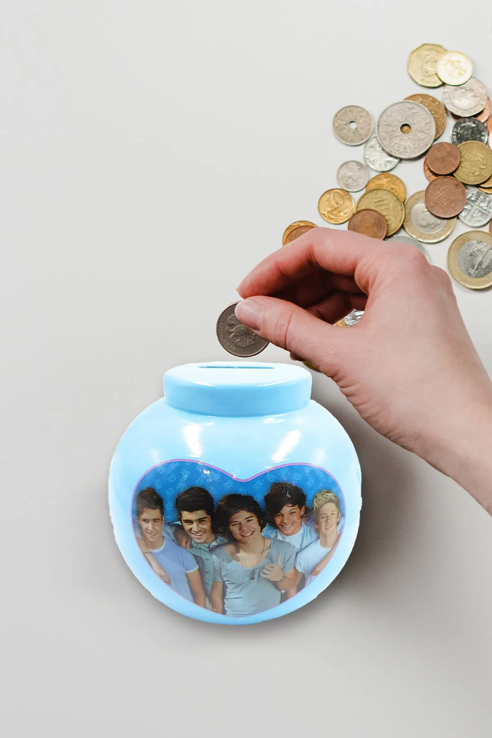 One Direction Red and Blue Ceramic Money Pot