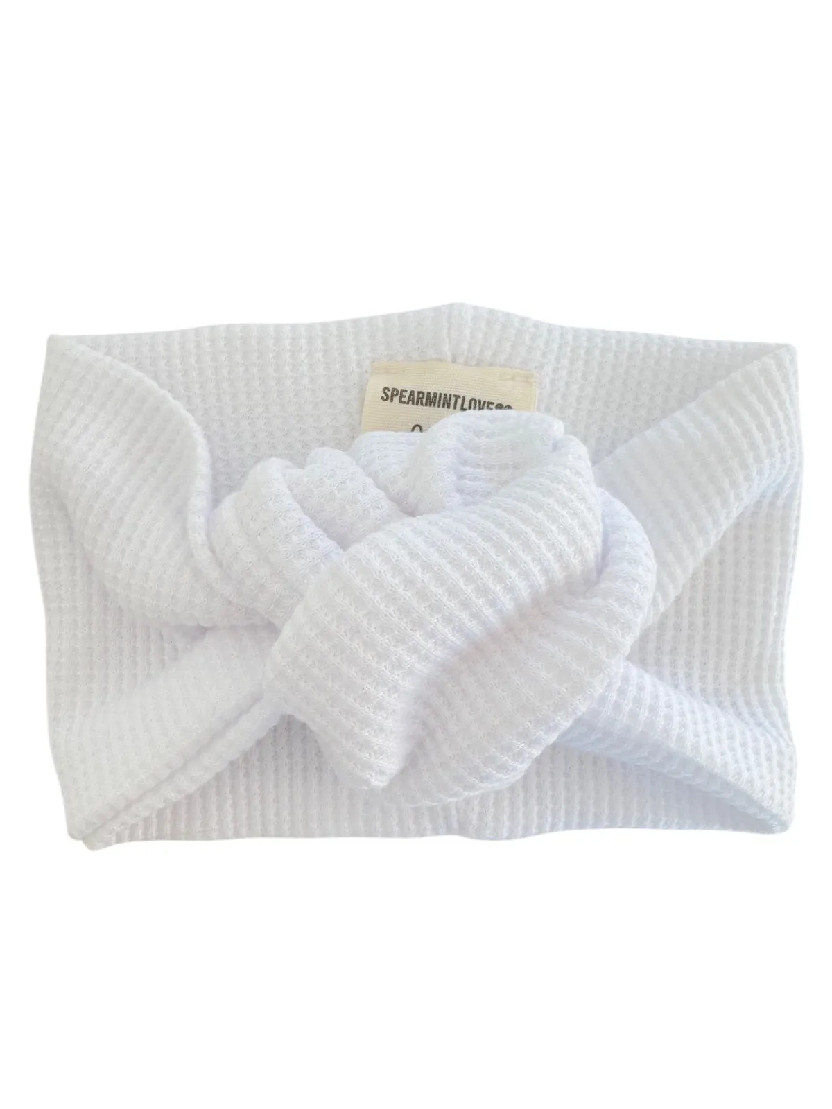 Organic Waffle Turban Headband, Lucent White