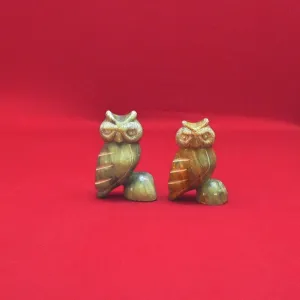 Pair of Hand Carved Soapstone Owl