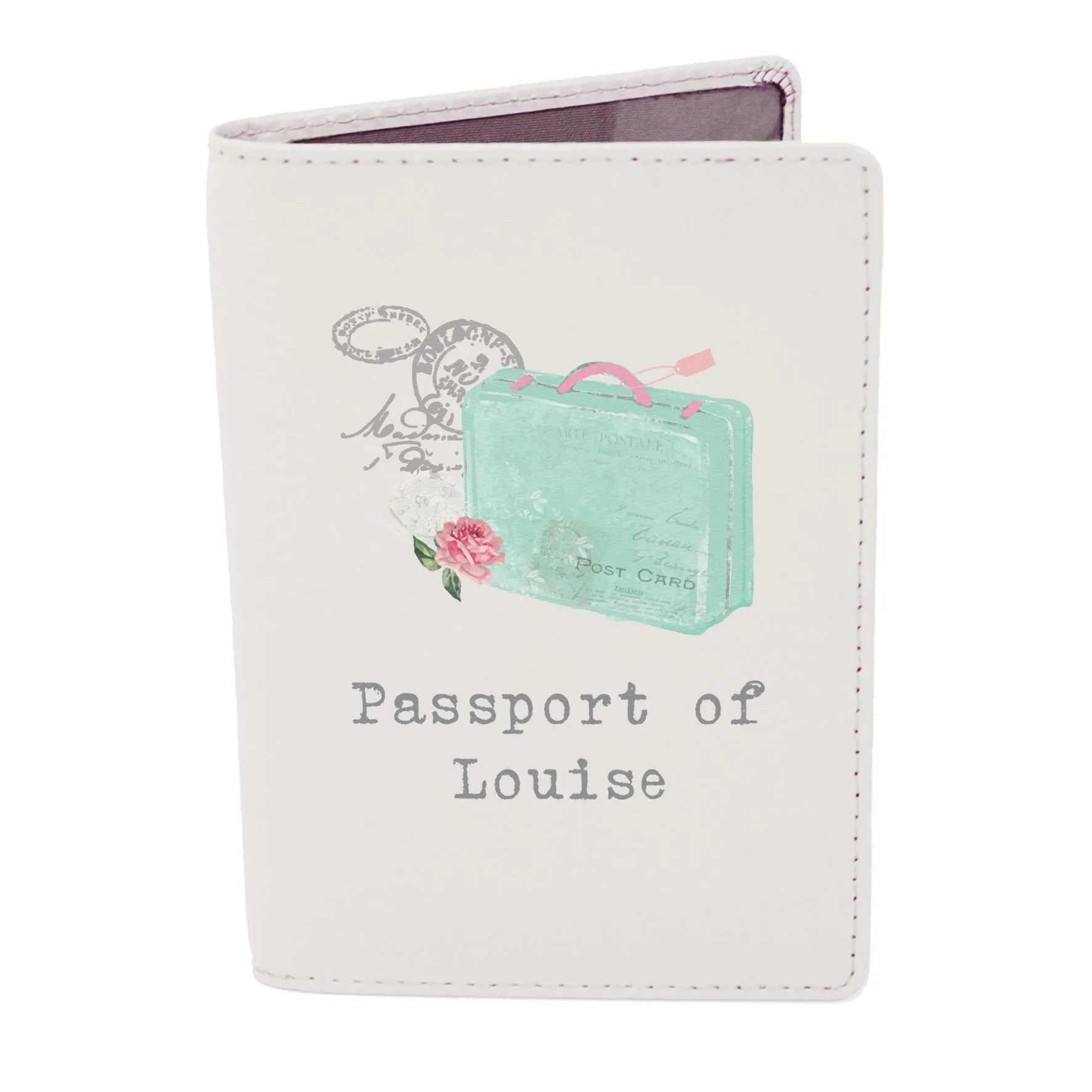 Personalised Vintage Pastel Travel Cream Passport Holder