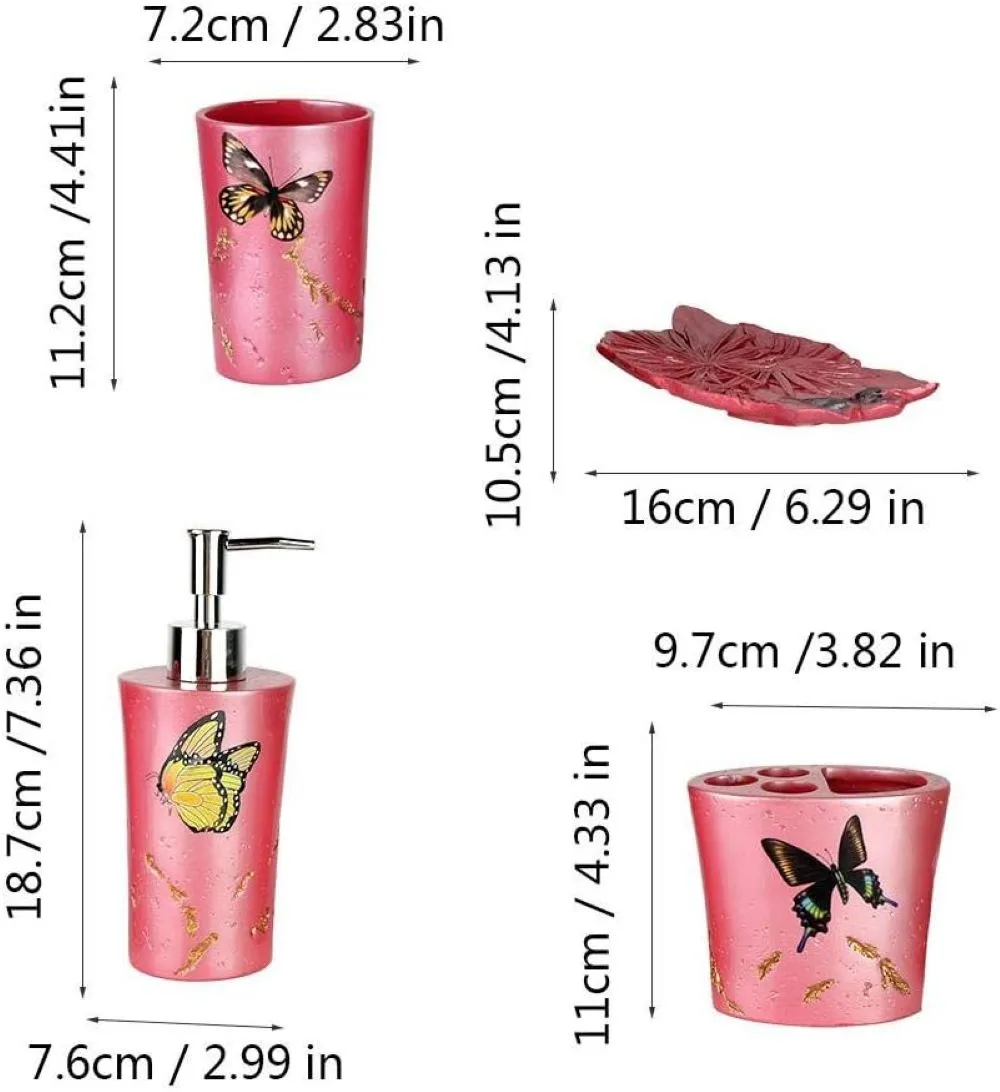 Pink Butterflies Bathroom Accessory Set