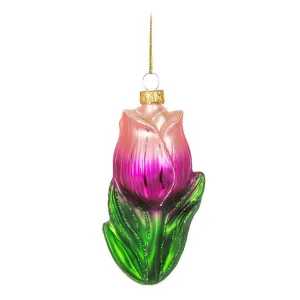 Pink Tulip Glass Ornament