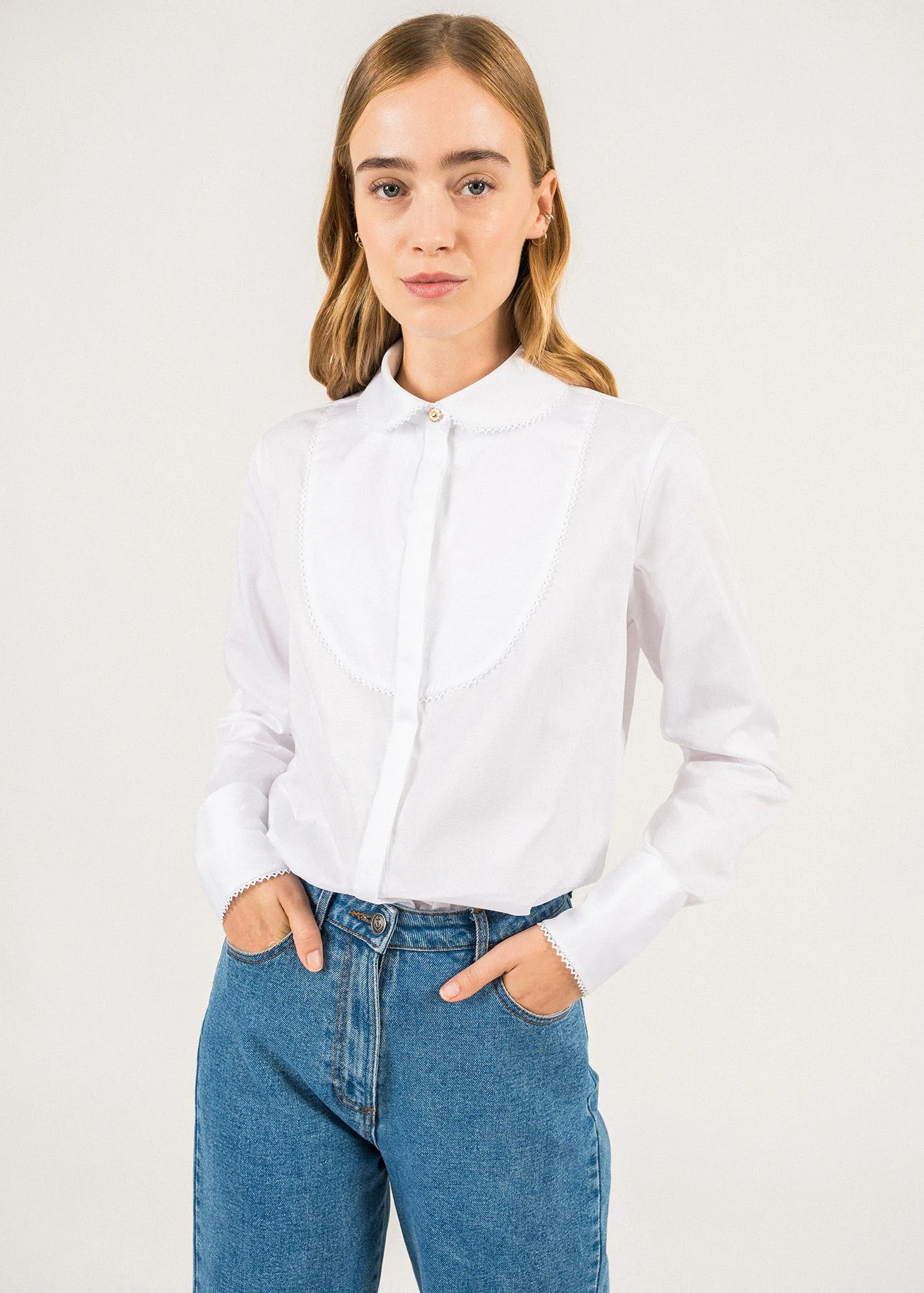 Plume Peter Pan Collar Blouse - SAINT JAMES x Ma Reine (BLANC)