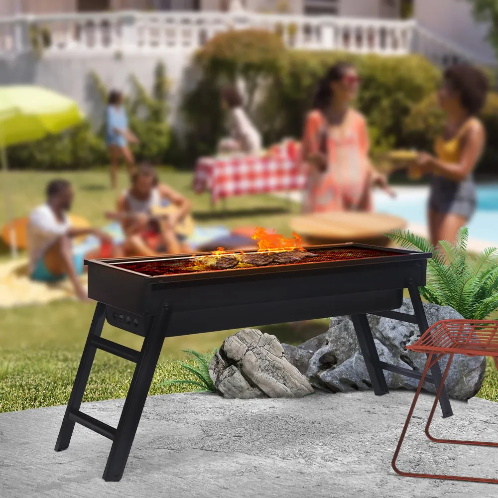 Portable Charcoal BBQ Grill with Foldable Legs, Steel, Wallaroo