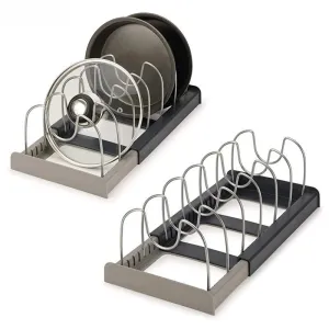 Pots, Pans, and Lids Expandable Organizer Storage Cabinet Rack Holder With 7 Dividers Kitchen Accessories