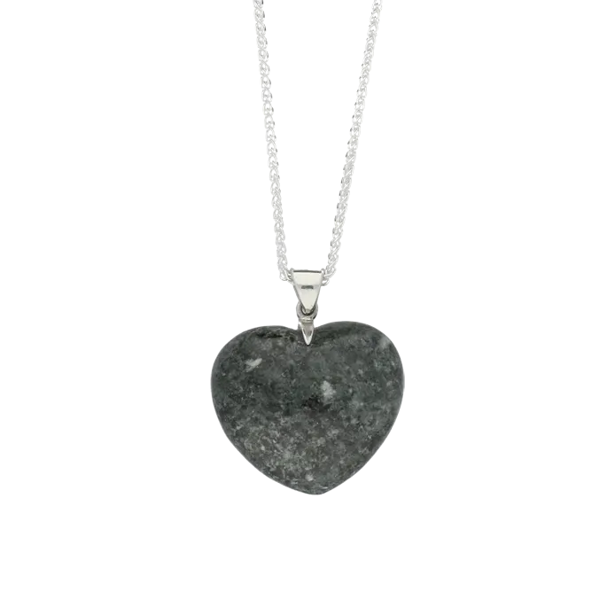 Preseli Bluestone Necklace Carved Heart Medium Silver