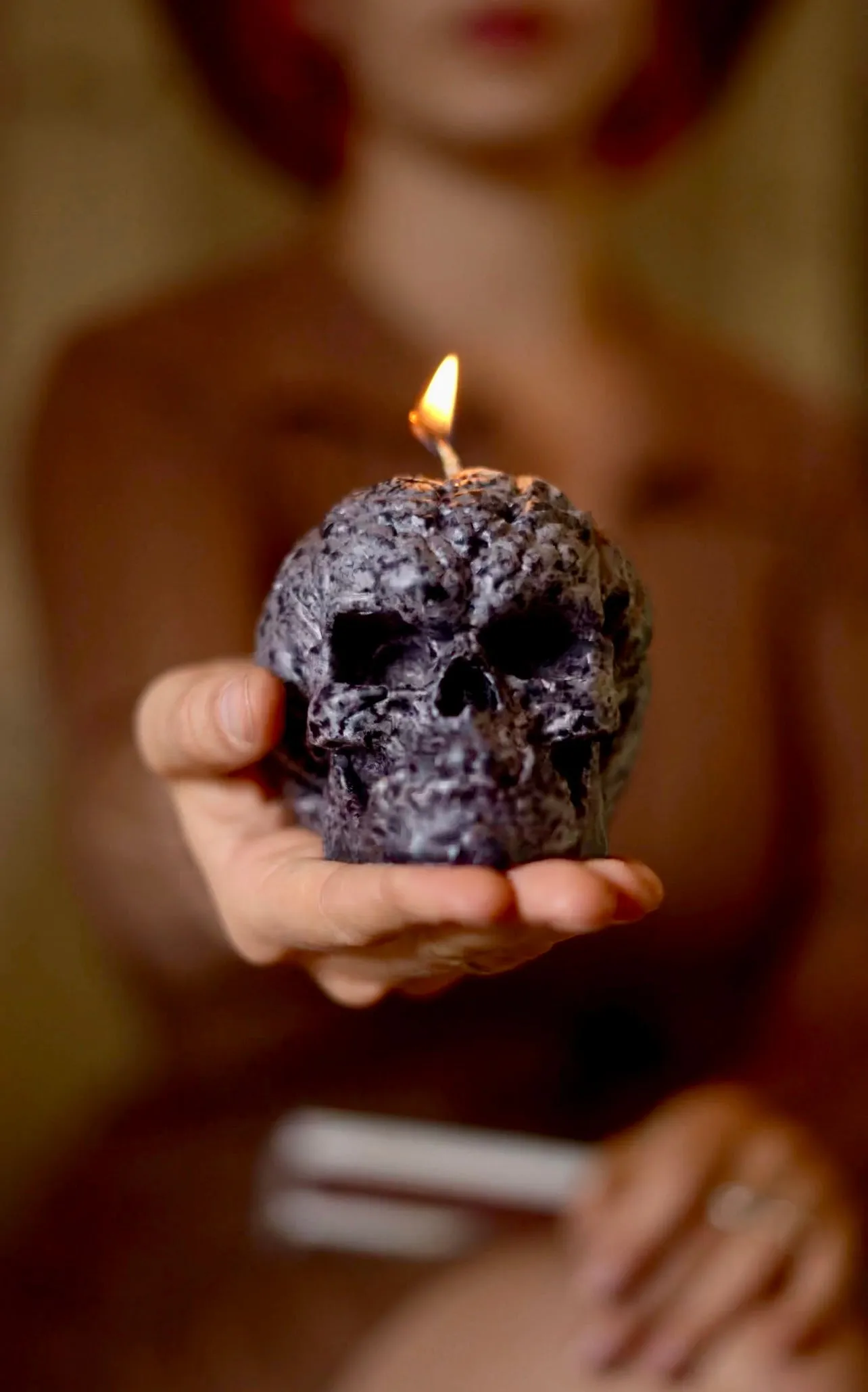 Pumpkin Skull Candle