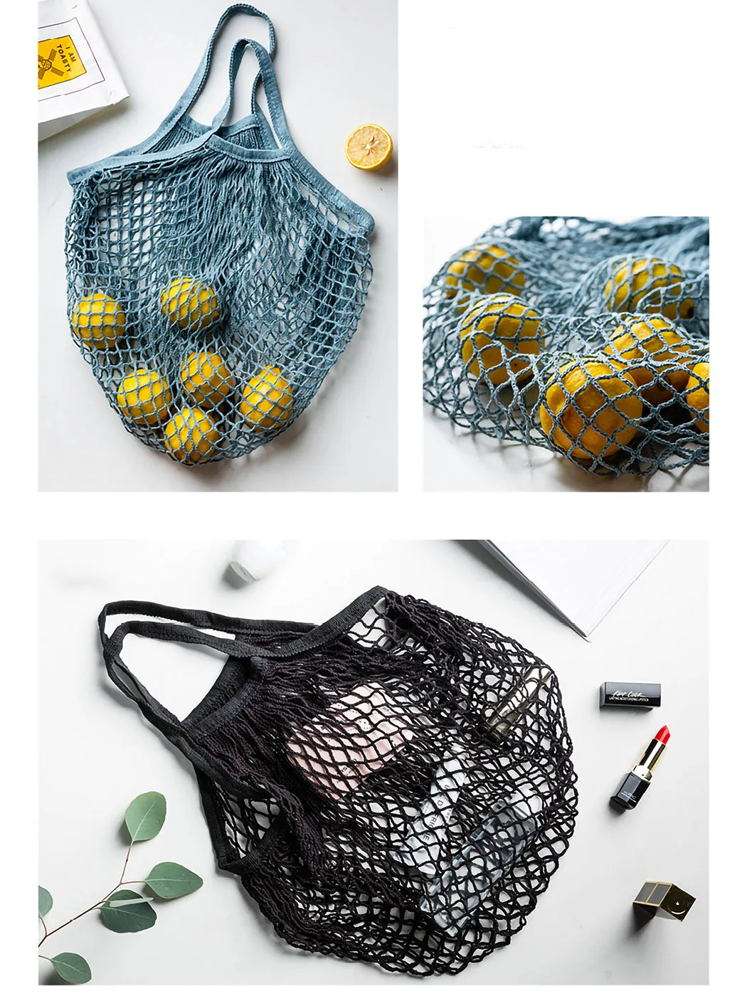 Reusable Washable Cotton Net Shopping Tote Bag