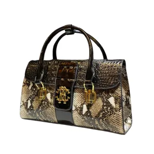 Serpentine Leather Statement Handbag