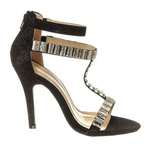 Sharon High Heel T-Bar Ankle Strap Jeweled And Diamante Sandal