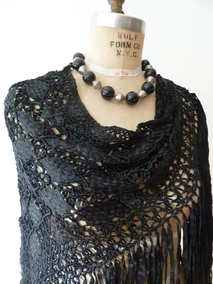 SILK MACRAME TRIANGLE SHAWL