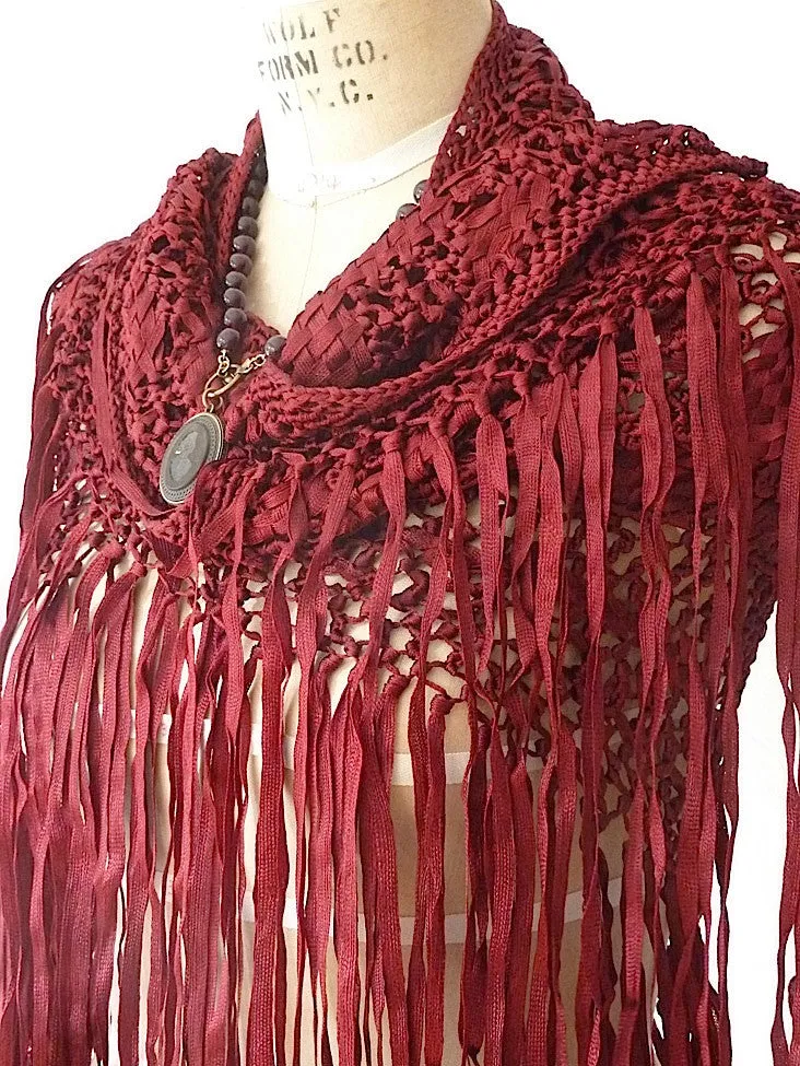 SILK MACRAME TRIANGLE SHAWL