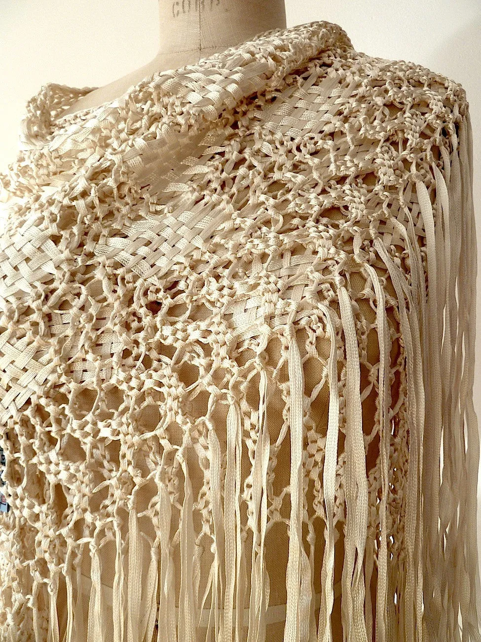 SILK MACRAME TRIANGLE SHAWL