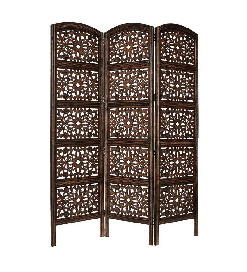 Solid Wood Room Divider in Brown Color