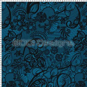 Spandex Ornamental Lace Teal