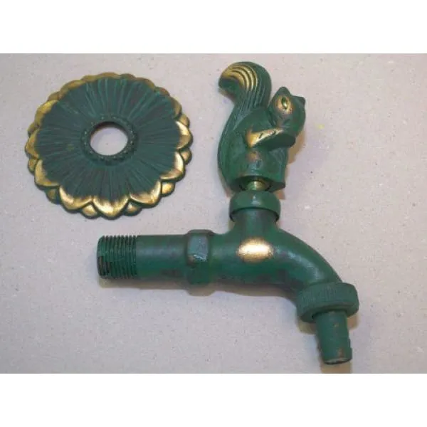 Squirrel Ornamental Verdigris Garden Tap