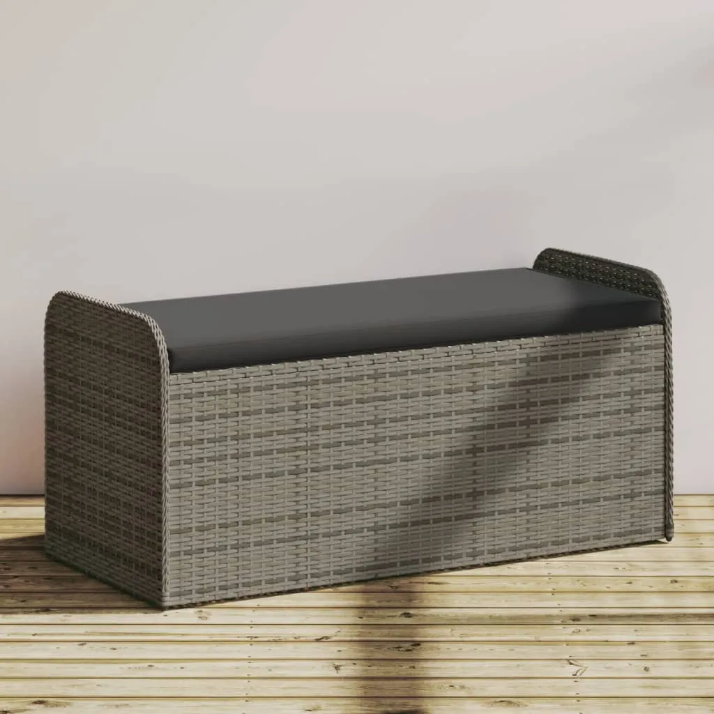 Storage Bench with Cushion Outdoor Garden Seat Furniture Poly Rattan