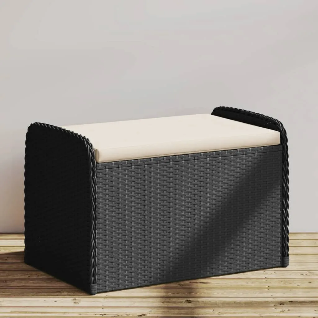 Storage Bench with Cushion Outdoor Garden Seat Furniture Poly Rattan