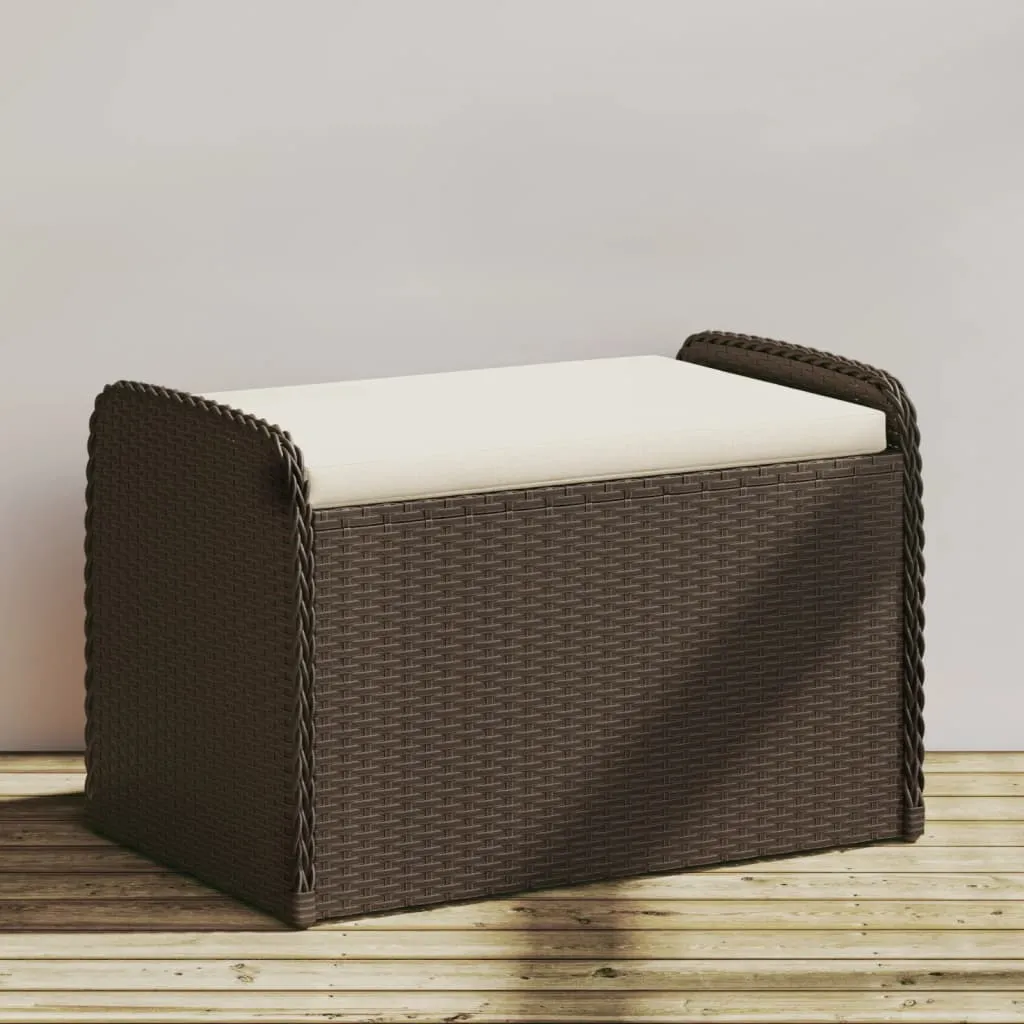 Storage Bench with Cushion Outdoor Garden Seat Furniture Poly Rattan